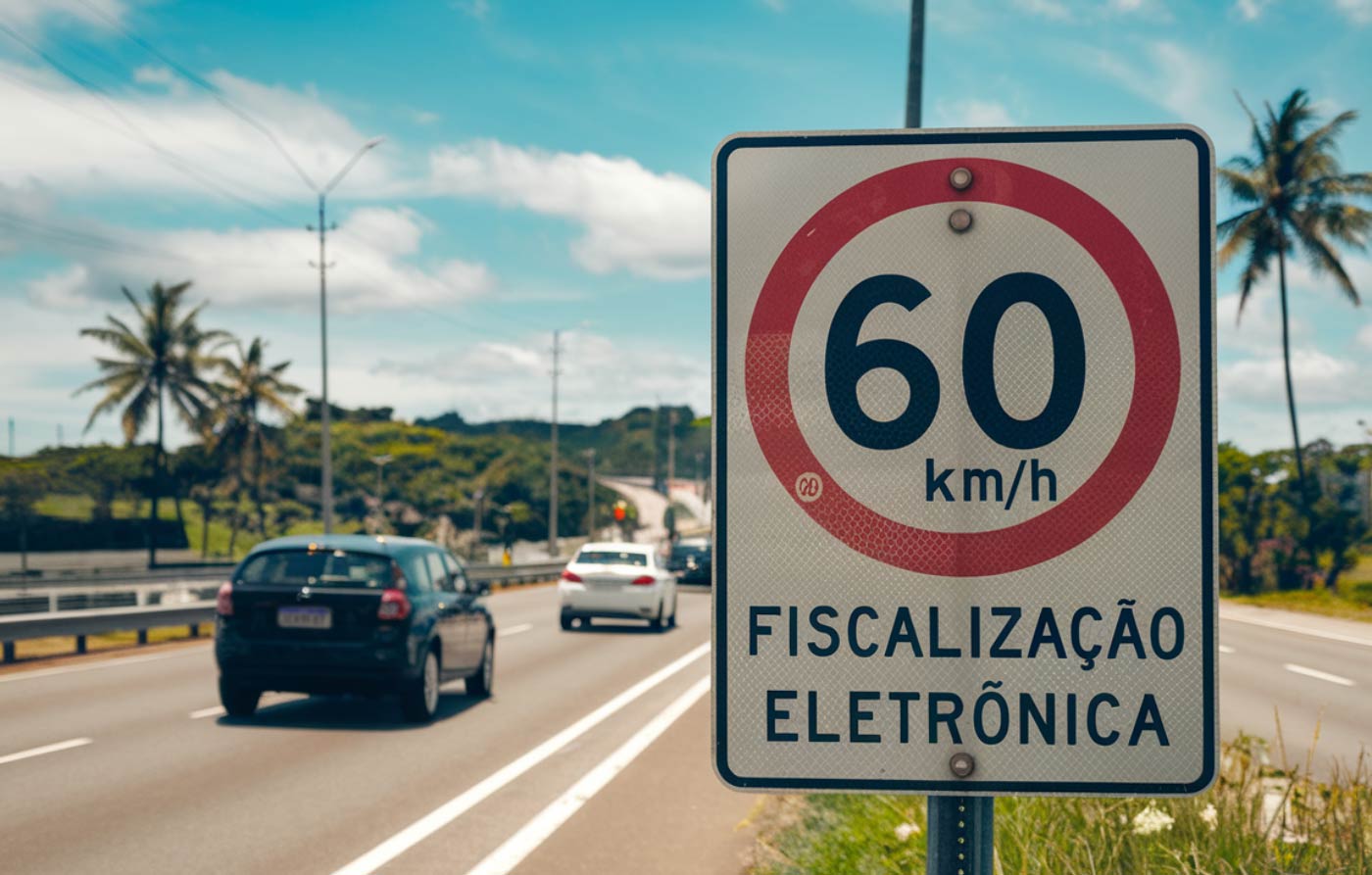 A typical Brazilian electronic speed enforcement sign